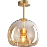Wottes 1 x plafonnier en verre ambr� dor� tige moderne globe semi - encastr� d�cor du milieu du si�cle ...