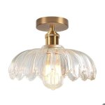 Wottes 1 x plafonnier vintage e27 �25cm luminaire fleurs design r�tro avec abat - jour en verre transparent ...