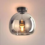 Wottes 1 x plafonnier vintage industrielle conception �25cm en forme boule verre gris moderne luminaire ...