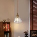 Wottes 1 x suspension en verre fleur transparent vintage laiton dor� lustre salon moderne �clairage plafond ...