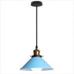 Wottes 1pcs luminaire suspendu industriel lustre suspension vintage style r�tro en fer bleu �22cm cuisine ...