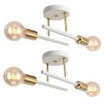 Wottes lot de 2 plafonnier rétro industrielle luminaire 2 têtes e27 applique murale scandinave blanc ... Wottes lot de 2 plafonnier rétro industrielle luminaire 2 têtes e27 applique murale scandinave blanc ...