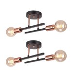 Wottes lot de 2 plafonnier rétro industrielle luminaire 2 têtes e27 applique murale scandinave noir et ... Wottes lot de 2 plafonnier rétro industrielle luminaire 2 têtes e27 applique murale scandinave noir et ...