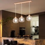 Wottes 3 lampes suspension luminaire industrielle e27 lustre en bois m�tal design cage r�tro �clairage ...
