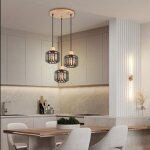 Wottes 3 lampes suspension luminaire industrielle e27 lustre en bois m�tal design cage r�tro �clairage ...