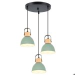 Wottes 3 lampes suspension luminaire industrielle lustre disque plafonnier en fer et bois r�tro design ...
