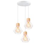 Wottes 3 lampes suspension luminaire industrielle lustre plafonnier en fer et bois rtro cage design ...