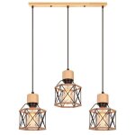Wottes 3 ttes suspension luminaire industrielle bois plafond lustre vintage noir lampe mtal design ...