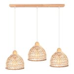 Wottes 3 ttes suspension luminaire moderne cratif lustre en bois et bambou de design  spirale vintage ...