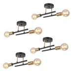 Wottes lot de 4 plafonniers r�tro industrielle luminaire 2 t�te e27 appliques murales luminaire int�rieur ...