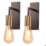 Wottes applique murale 2pcs luminaire vintage e27 spot mural design rtro noir et dor clairage salle ...