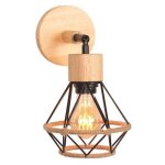 Wottes applique murale en bois e27 lampe murale vintage industrielle cage en métal et corde de chanvre ... Wottes applique murale en bois e27 lampe murale vintage industrielle cage en métal et corde de chanvre ...