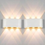 Wottes applique murale interieur / exterieur 6w 2 pcs blanc applique murale led blanc chaud lampe murale ...