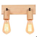 Wottes applique murale interieur vintage e27 lampe murale bois t�te de lampe orientable 2 spots luminaire ...