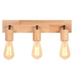 Wottes applique murale interieur vintage e27 lampe murale bois tête de lampe orientable 3 spots luminaire ... Wottes applique murale interieur vintage e27 lampe murale bois tête de lampe orientable 3 spots luminaire ...