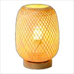 Wottes bambou tress� lampe de chevet 1pcs boh�me lampe de bureau base en bois faite � la main cr�ative ...