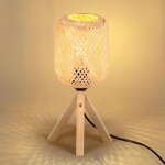 Wottes lampe de chevet en bois  trpied e27 abat - jour en bambou lampe chevet rtro lampe de table ...