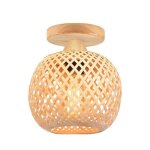 Wottes lampe plafonnier en bambou tress� lampe en rotin tress� luminaire plafonnier bambou sph�rique ...