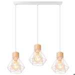Wottes lampes suspension vintage 3 lampes plafonnier industrielle e27 lustre cage abat - jour en m�tal ...