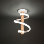Wottes led plafonnier en bois - plafond design spirale en aluminium blanc pour salon couloir chambre ...