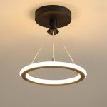 Wottes led plafonnier moderne rond - lampe de plafond lustre en acrylique noir pour salon couloir - blanc ...