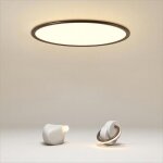 Wottes led plafonnier moderne rond ultra - mince - lampe de plafond en acrylique noir - pour salon couloir ...