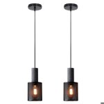 Wottes lustre industriel r�tro en maille avec abat - jour en fer noir simple moderne nordique suspension ...