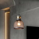 Wottes lustre industriel r�tro en maille avec abat - jour en fer noir simple moderne nordique suspension ...