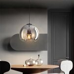Wottes lustre suspension industrielle conception 25cm en forme boule verre gris moderne luminaire pour ...