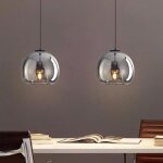 Wottes lustre suspension industrielle conception 25cm en forme boule verre gris moderne luminaire pour ...