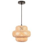 Wottes lustre suspension luminaire suspension bambou rotin naturel �23 * 18cm 1pcs pour chambre salle ...