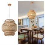 Wottes lustre suspension luminaire suspension bambou rotin naturel �30 * 35cm 2pcs pour chambre salle ...