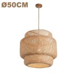 Wottes lustre suspension luminaire suspension bambou rotin naturel �50 * 48cm 1pcs pour chambre salle ...