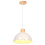 Wottes lustre suspension r�tro luminaire moderne style demi - cercle plafonnier e27 en bois m�tal blanc ...