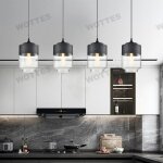 Wottes moderne lustre en verre �18cm 4pcs suspension luminaire abat - jour noir et transparent e27 luminaire ...