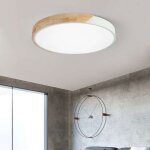 Wottes plafonnier en bois rond - led plafond luminaire moderne pour salon chambre couloir cuisine - 30 ...