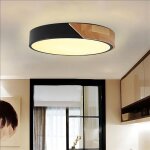 Wottes plafonnier en bois rond - led plafond luminaire moderne pour salon chambre couloir cuisine - 30 ...