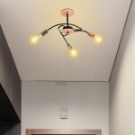 Wottes plafonnier industriel 3 lumires lustre vintage mtal et bois suspension luminaire plafonnier ...