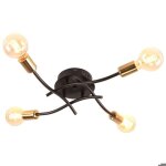 Wottes plafonnier industriel - lustre moderne en fer - lampe de plafond 4 lumières e27 noir et doré pour ... Wottes plafonnier industriel - lustre moderne en fer - lampe de plafond 4 lumières e27 noir et doré pour ...
