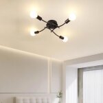 Wottes plafonnier industriel - lustre moderne en fer - lampe de plafond 4 lumières e27 noir pour salon ... Wottes plafonnier industriel - lustre moderne en fer - lampe de plafond 4 lumières e27 noir pour salon ...