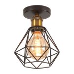 Wottes plafonnier industriel m�tal luminaire cage e27 mini lampe de plafond vintage pour couloir entr�e ...