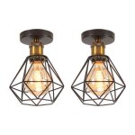 Wottes plafonnier industriel m�tal luminaire cage e27 mini lampe de plafond vintage pour couloir entr�e ...