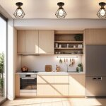 Wottes plafonnier industriel m�tal luminaire cage e27 mini lampe de plafond vintage pour couloir entr�e ...