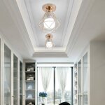 Wottes plafonnier industriel vintage luminaire - e27 r�tro lampe de plafond m�tal dor� cage pour couloir ...