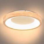 Wottes plafonnier led en bois rond - 40 * 40cm - blanc chaud - moderne luminaire pour salon chambre ...