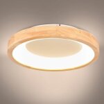 Wottes plafonnier led en bois rond - �40 * 40cm - blanc neutre - moderne luminaire pour salon chambre ...