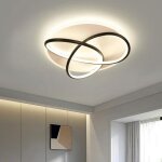 Wottes plafonnier led moderne 61w - luminaire plafond design rond clover noir - pour salon balcon couloir ...