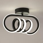 Wottes plafonnier led moderne luminaire - design spirale noir - pour salon chambre salle de bain couloir ...