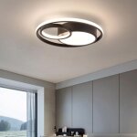 Wottes plafonnier led moderne - luminaire plafond design cercle gomtrique noir pour salon balcon loft ...