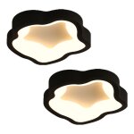 Wottes plafonnier led moderne noir - 14w blanc chaud luminaire fleur lampe de plafond pour couloir salle ...